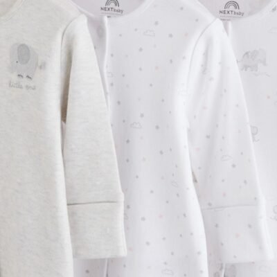 Grey Elephant Baby Sleepsuits 3 Pack