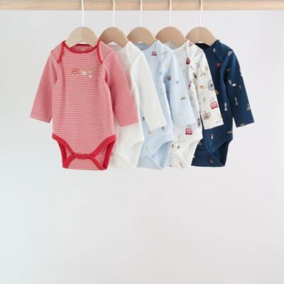 Red Baby London Long Sleeve Bodysuits 5 Pack