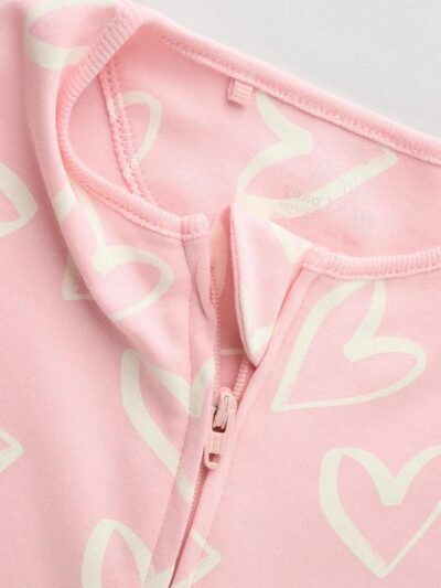 Pink Print Two Way Zip Baby Sleepsuits 4 Pack