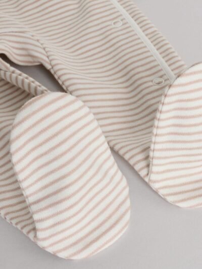 Grey 3 Pack Zebra 100% Cotton Baby Sleepsuits