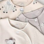 Grey 3 Pack Zebra 100% Cotton Baby Sleepsuits