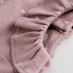 Pink/ Cream/ Brown Ditsy Baby Long Sleeve Frill Bodysuits 4 Pack