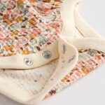 Blue/Cream/Coral Ditsy Baby Long Sleeve Frill Bodysuits 4 Pack