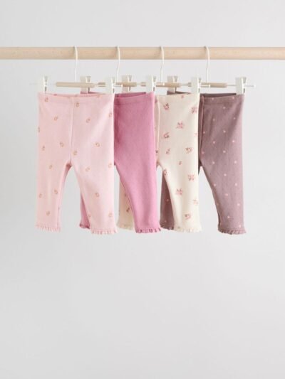 Pink/Brown/Heart Baby Leggings 4 Pack