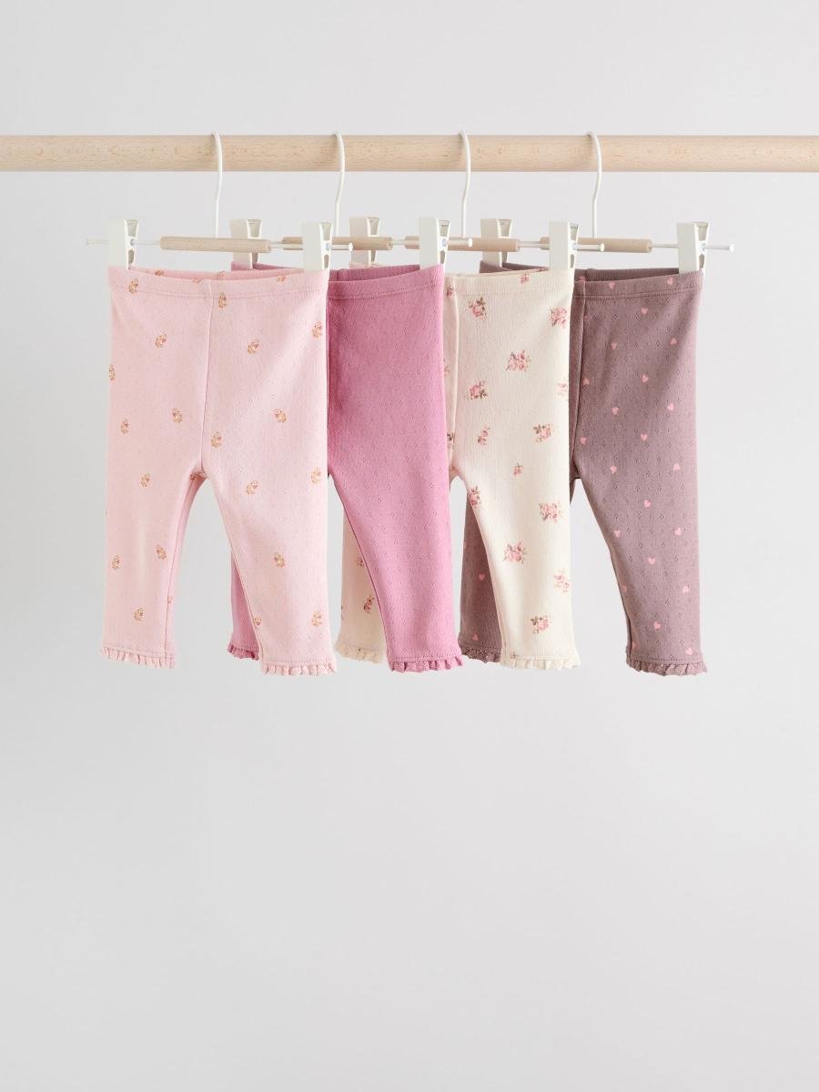 Pink/Brown/Heart Baby Leggings 4 Pack