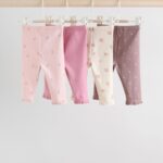 Pink/Brown/Heart Baby Leggings 4 Pack