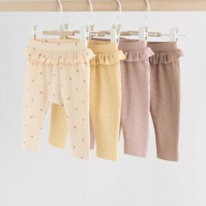 Purple/Yellow/Cream Ditsy Baby Leggings 4 Pack
