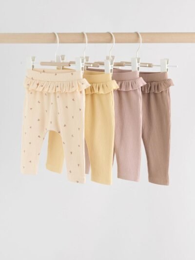 Purple/Yellow/Cream Ditsy Baby Leggings 4 Pack