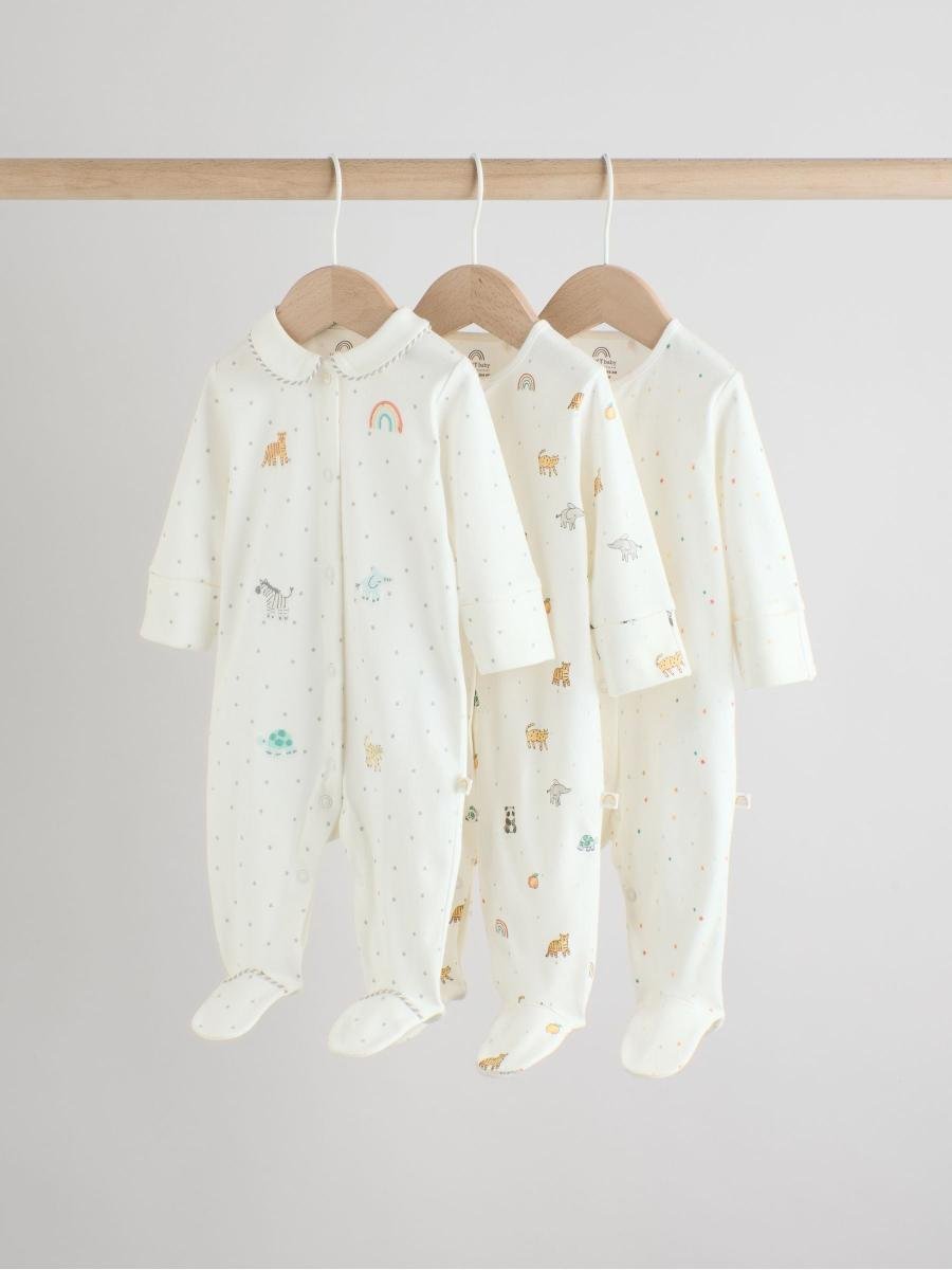 White Ground Sleepsuits 3 Pack