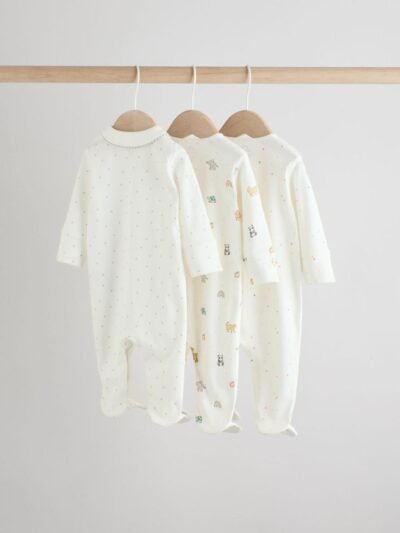 White Ground Sleepsuits 3 Pack