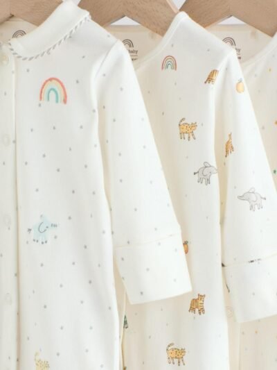 White Ground Sleepsuits 3 Pack