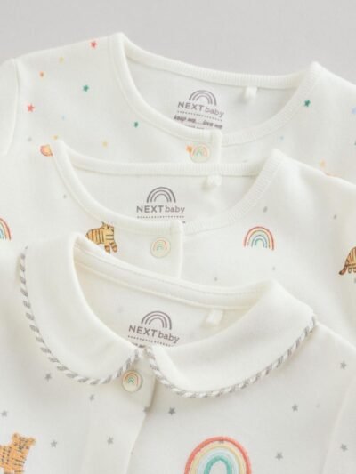 White Ground Sleepsuits 3 Pack