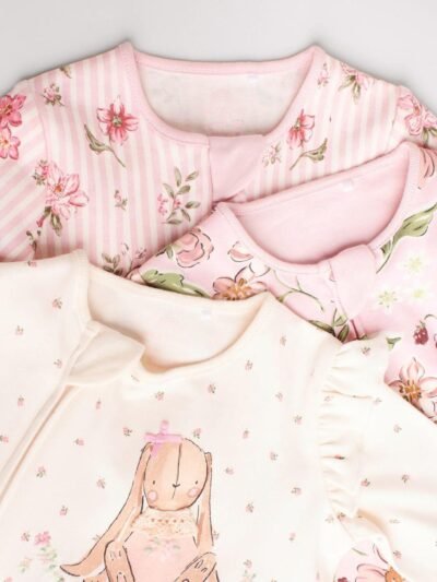Pink Two Way Zip Sleepsuits 3 Pack