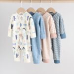 Blue 4 Pack Baby Footless Two Way Zip Sleepsuits 4 Pack