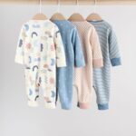 Blue 4 Pack Baby Footless Two Way Zip Sleepsuits 4 Pack