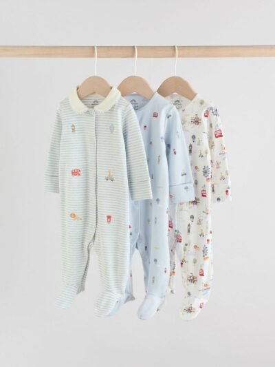 Blue London Baby Sleepsuits 3 Pack