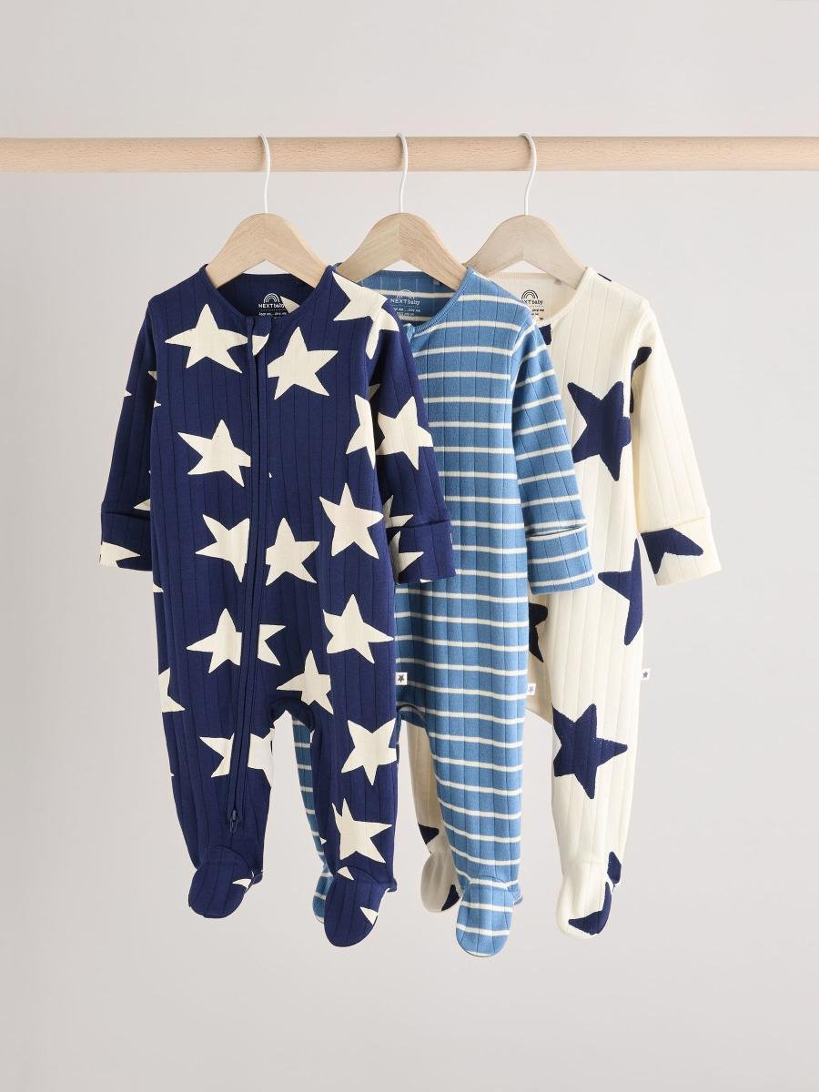 Navy Star Sleepsuits 3 Pack