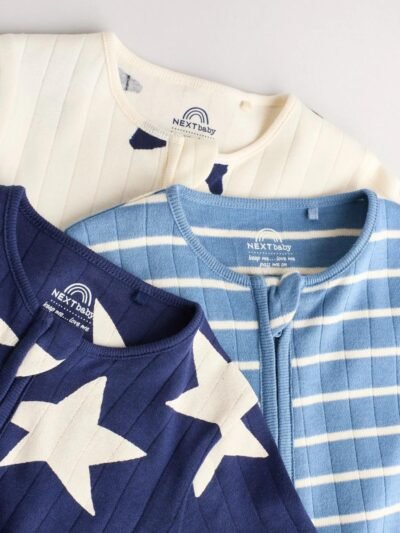 Navy Star Sleepsuits 3 Pack