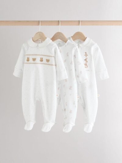 White Sleepsuits 3 Pack