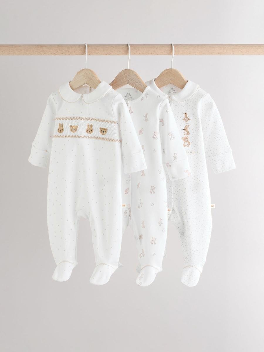 White Sleepsuits 3 Pack