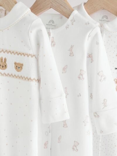 White Sleepsuits 3 Pack