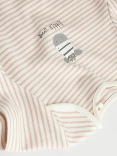 Grey Zebra Baby Short Sleeve Bodysuits 100% Cotton 5 Pack