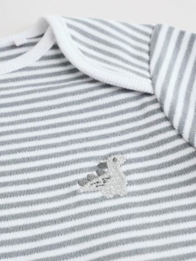 Grey Dinosaur Short Sleeve Baby Bodysuits 5 Pack