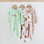 Sage Green Two Way Zip Sleepsuits 3 Pack
