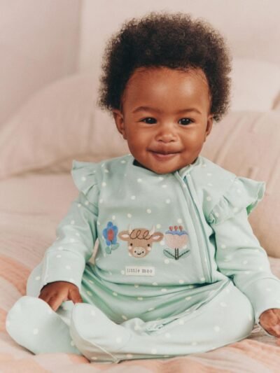 Sage Green Two Way Zip Sleepsuits 3 Pack