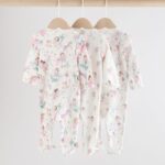 Ecru Fairy Two Way Zip Baby Sleepsuits 3 Pack