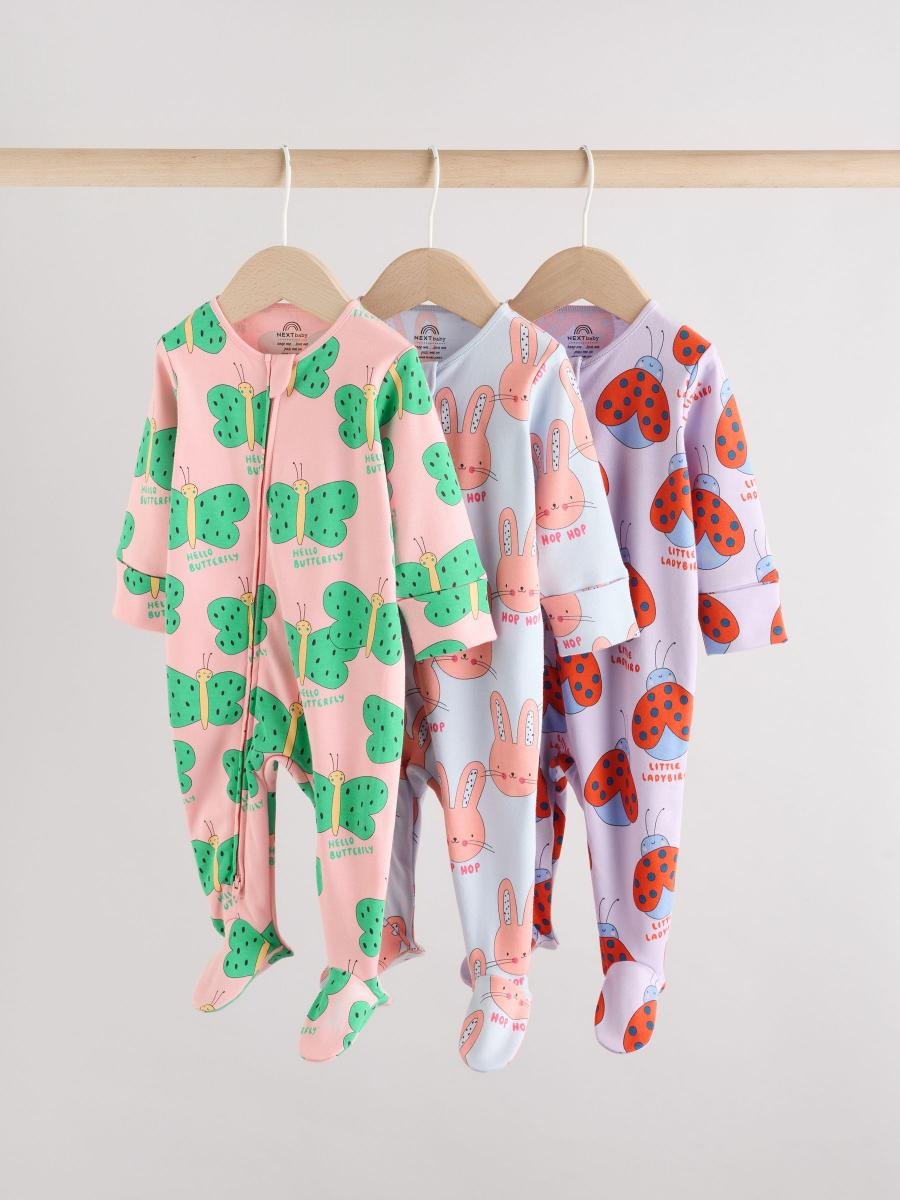 Bright Two Way Zip Sleepsuits 3 Pack