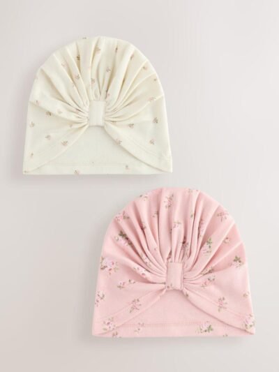 Pink 2 Pack Baby Turbans