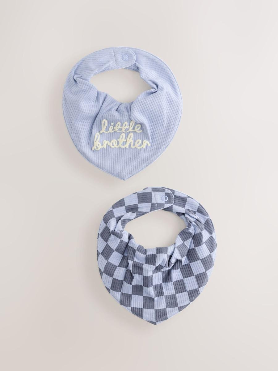 Blue Little Brother Baby Bibs 2 Pack