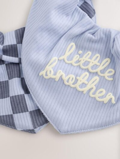 Blue Little Brother Baby Bibs 2 Pack