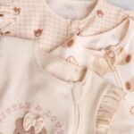 Neutral Bear Two Way Zip Baby Sleepsuits 3 Pack