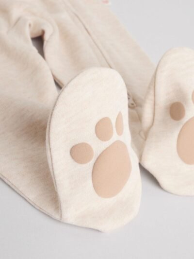 Neutral Bear Two Way Zip Baby Sleepsuits 3 Pack