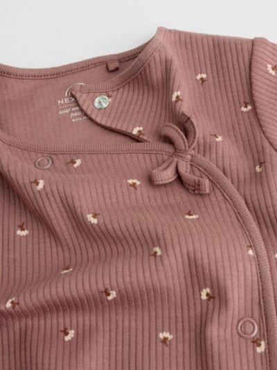 Brown Ditsy Floral Baby Sleepsuits 3 Pack