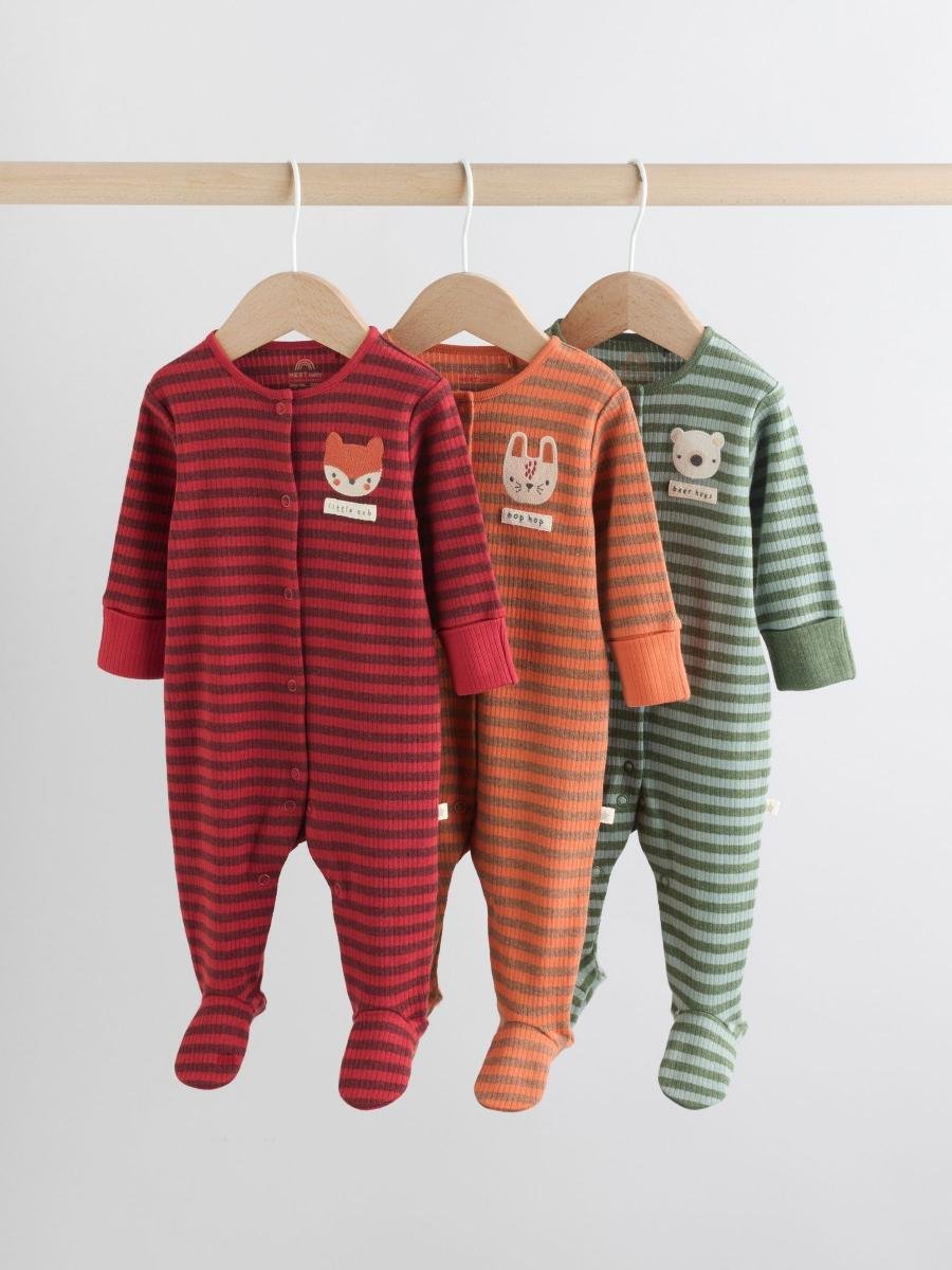 Orange Stripe Baby Sleepsuit