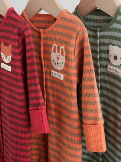 Orange Stripe Baby Sleepsuit