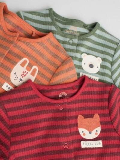 Orange Stripe Baby Sleepsuit