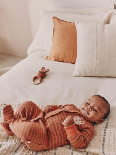 Orange Stripe Baby Sleepsuit