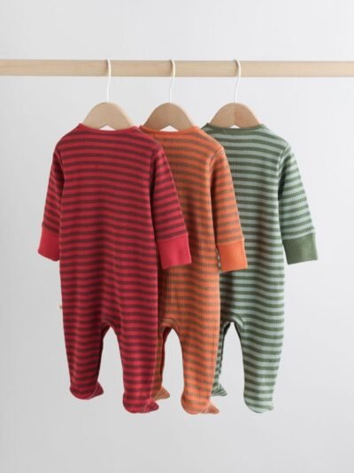 Orange Stripe Baby Sleepsuit