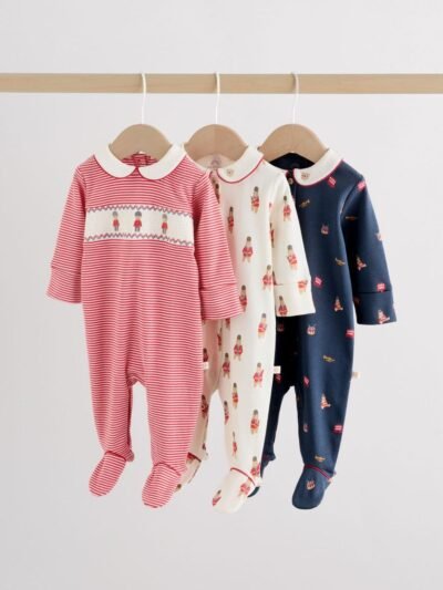 Red Bear Baby Sleepsuits 3 Pack
