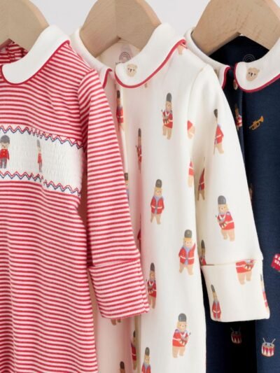 Red Bear Baby Sleepsuits 3 Pack