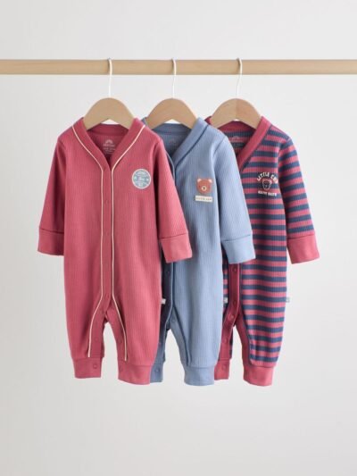 Burgundy Red Baby Sleepsuits 3 Pack