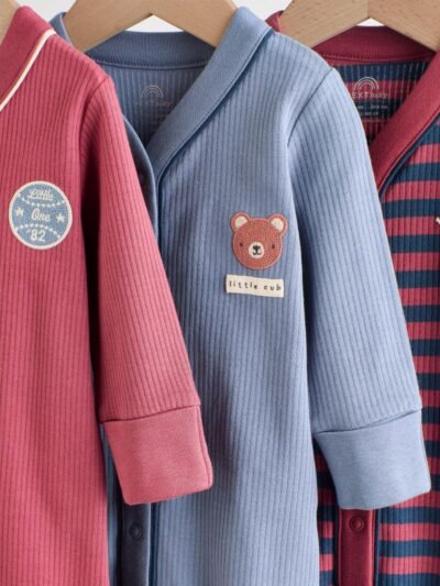 Burgundy Red Baby Sleepsuits 3 Pack