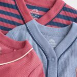 Burgundy Red Baby Sleepsuits 3 Pack