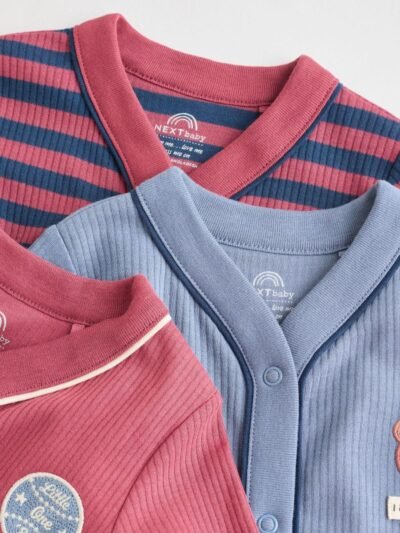 Burgundy Red Baby Sleepsuits 3 Pack