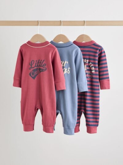 Burgundy Red Baby Sleepsuits 3 Pack