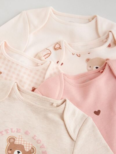 Neutral Bear Long Sleeve Baby Bodysuits 5 Pack